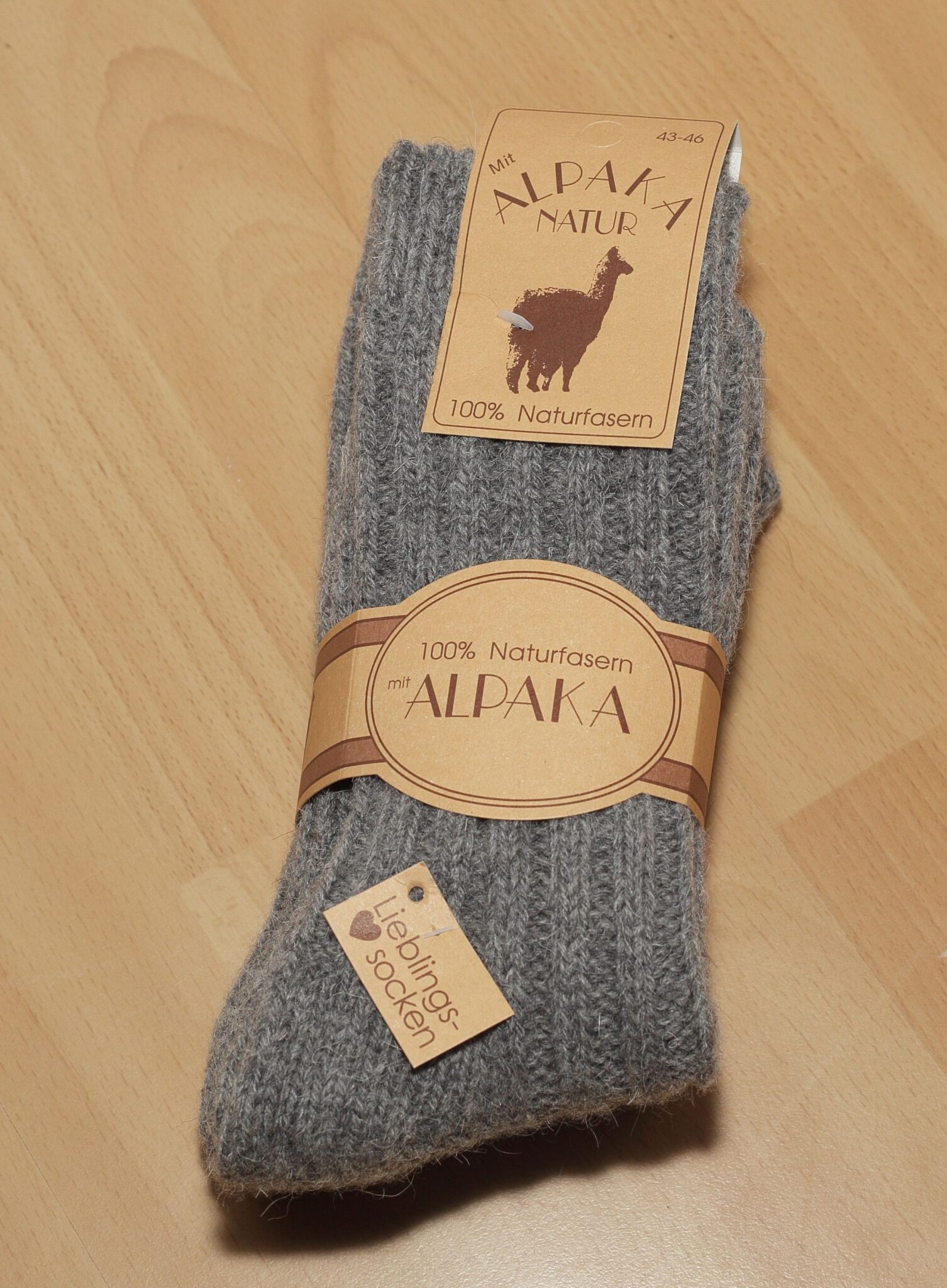 2 Paar Herren Wollsocken Soft Alpaka Extra Weich 100% Wolle Grau 47 Bis